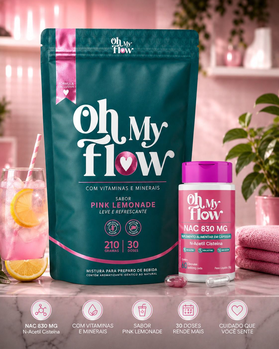 Oh My Flow Suporte EndoControl + NAC 830mg